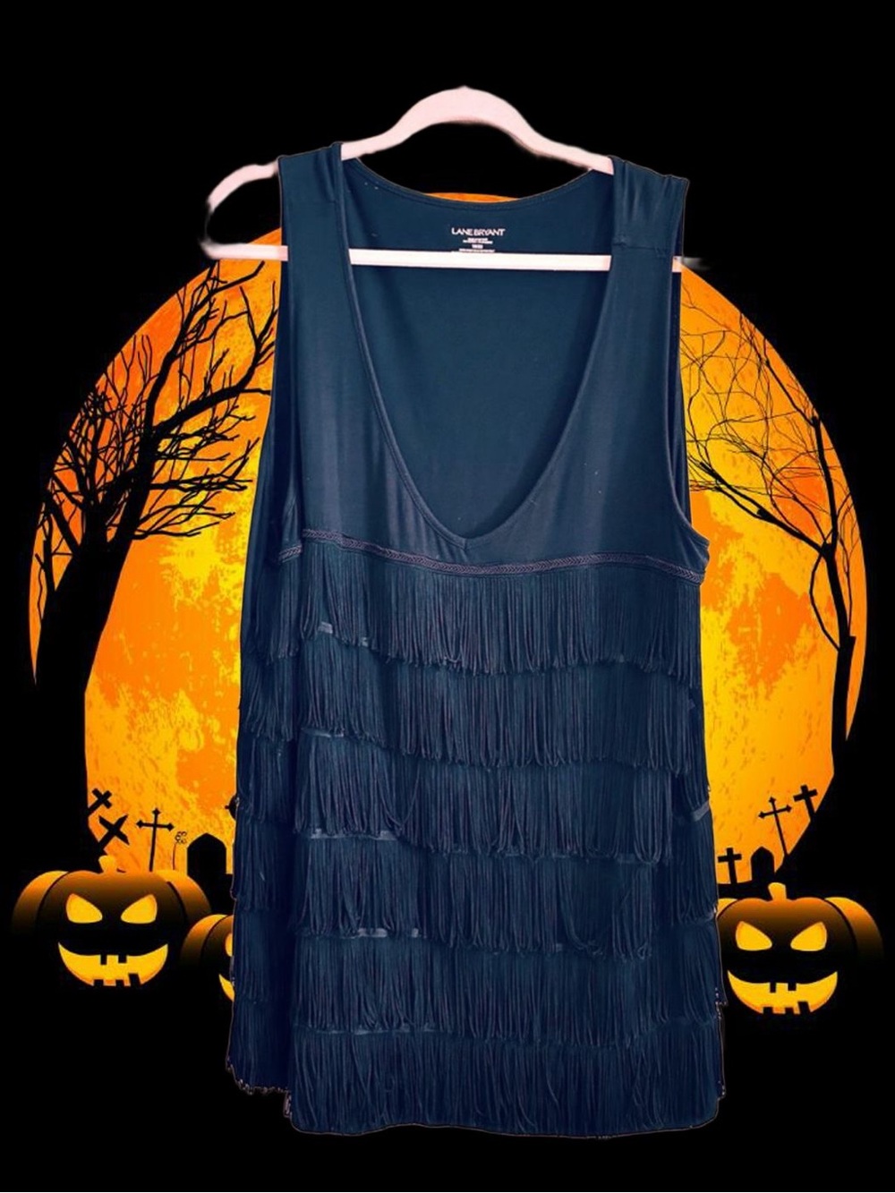 Lane Bryant Black Fringe Tank Top 18/20